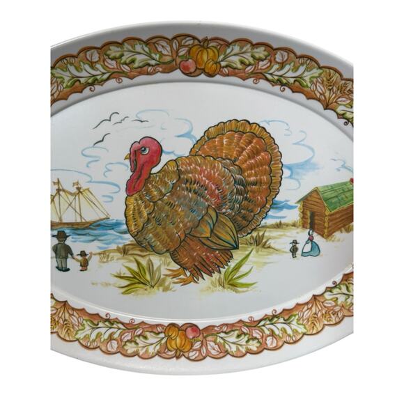 Brookpark Lg Thanksgiving Turkey Platter Oval Serving Tray‎ Melamine 21" Harvest - Picture 3 of 9